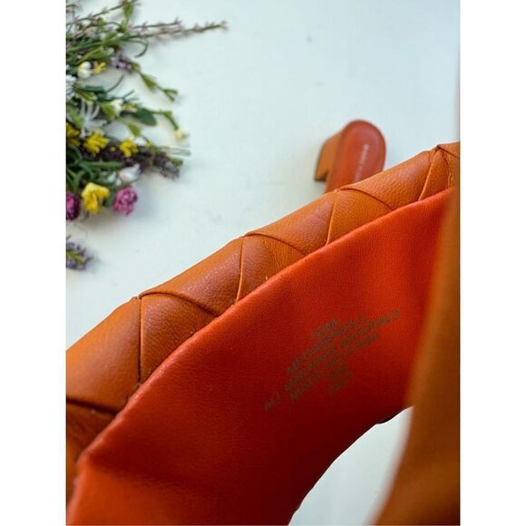 Marc Fisher Women's Orange Casper Heeled Braided Sandal Size 10M - Picture 3 of 4
